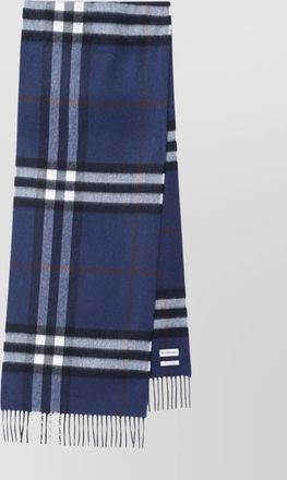 Burberry cashmere scarf featuring check pattern and fringe