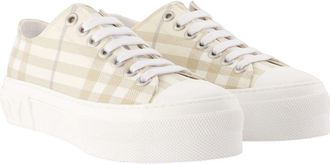Burberry Womens Jack Large Check Sneakers Nylon Ivory Shoes