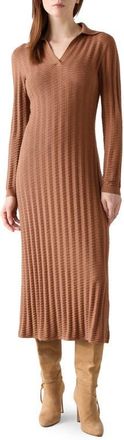 L.k. Bennett Mika Long Sleeve Cotton & Merino Wool Sweater Dress in Brown at Nordstrom, Size X-Small
