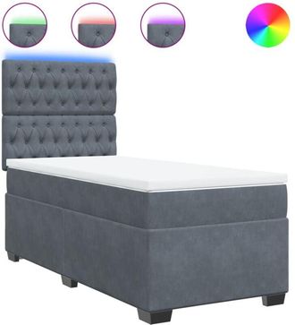 vidaXL Vidaxl - Cama Box Spring Con Colch&oacute;n Terciopelo Gris Oscuro 90x190 Cm