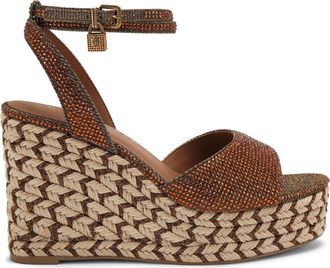 Kurt Geiger Womens Brixton Ankle Strap Wedge Heels - Bronze Fabric - Size UK 4