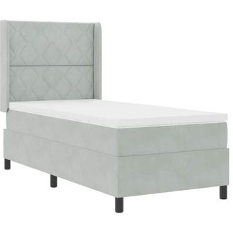 vidaXL Vidaxl - Cama Con Box Spring Led Y Colch&oacute;n Manual Gris Claro 90 X 200 Cm