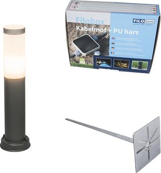 QAZQA Qazqa + Moderno L&aacute;mpara De Exterior Antracita 45 Cm Ip44 - Rox, Con Estaca De Tierra Y Prensaestopas Pl&aacute;stico /acero Inoxidable Redonda /cil&iacute;ndra Adec