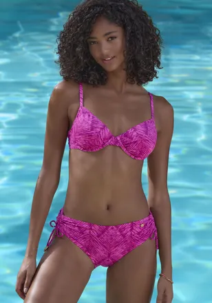 Jette Bikini-Hose JETTE Floretta, Damen, Gr. 36, N-Gr, lila (beere bedruckt), Recycling-Polyamid, bedruckt, Badehosen Bikini-Hose, in Ton in Ton-Harmonie