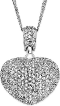 Diamond2Deal Sterling Silver Rhod Plated Cubic Zirconia Heart Multi Strand Necklace 18