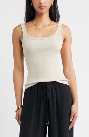 Open Edit Rib Tank in Grey Feather at Nordstrom, Size Xx-Small