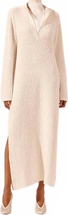 Shona Joy Vaiana Long Sleeve Polo Midi Dress In Ivory