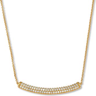 Palm Beach Jewelry 62 TCW Round Cubic Zirconia Yellow Gold-Plated Bar Necklace 18 to 20-inch