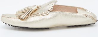 Tod's Tods Gold Leather Fringe Flat Mules