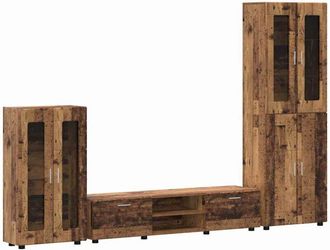 vidaXL TV Cabinet Set with Drawer FLORIN Old Wood Engineered Wood vidaXL