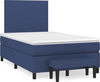 vidaXL Cama Box Spring Con Colch&oacute;n Tela Azul 120x190 Cm Vidaxl