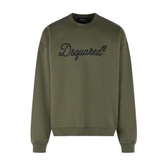 Dsquared2 Logo-detail Katoenen Sweater - Heren - Sweatshirts & Hoodies - Groen - Maat: XL Katoen