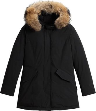 Woolrich Zwarte technische stof parka met bont - Dames - Winterjassen - Zwart - L - Jassen