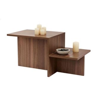 Dmora Tavolino da Salotto Lomagna, Forma Rettangolare, Materiale Piano in Legno Nobilitato, Colore Ripiano Marrone, 80x40x40h cm Marrone Noce
