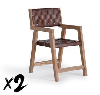 Giner&Colomer Silla en piel natural y madera de mango