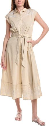 Ellen Tracy Embroidered Detail Poplin Dress
