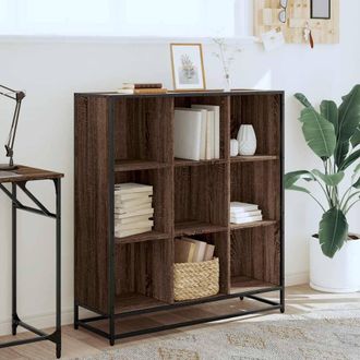 Berkfield Home Modern Bookcase Brown Oak 97.5x33x107.5 cm Engineered Wood & Metal