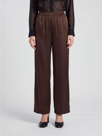 Twinset Pantaloni a gamba dritta in raso a vita alta
