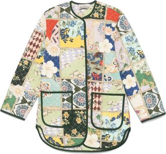 Alemais Salie Groene Grafische Print Gewatteerde Jas - Dames - Zomerjassen - Veelkleurig - M - Katoen - Jassen
