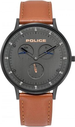 Police Herenhorloge Quartz 42mm Roestvrij Staal Grijs Kalfsleer Bruin - Heren - Horloges - Grijs - ONE Size - Leer - Accessoires