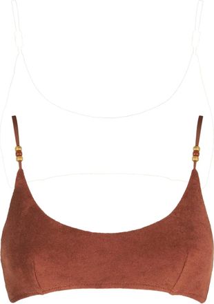 MC2 Saint Barth Woman Brown Terry Bralette Swimsuit With Charms