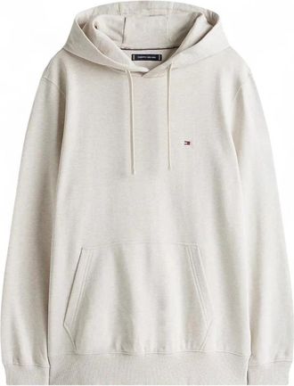 Tommy Hilfiger Flag Embroidery Terry Hoody - Heren - Hoodies - Beige - XL - Katoen - Hoodies & sweatvesten