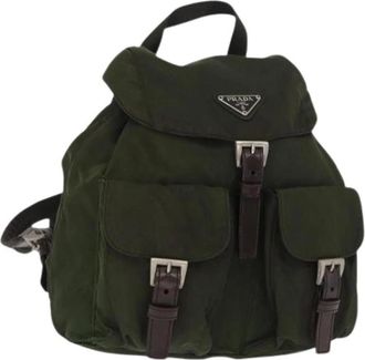 Prada Pre-owned Nylon Rugzak - Dames - Vintage Rugzakken - Groen - ONE Size - Nylon - Vintage