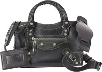 Balenciaga Black Calfskin Holiday Mini City Giant Studs Bag (Authentic Pre- Loved)