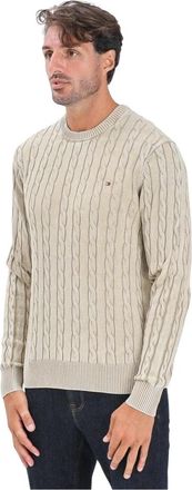 Tommy Hilfiger Vintage Beige Crewneck Sweater - Heren - Ronde hals truien - Beige - XL - Katoen - Truien & Vesten