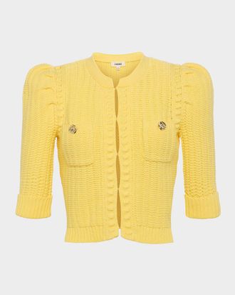 L'agence Delilah Cropped Textured Cardigan