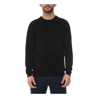 Gran Sasso Cashmere Knitwear, male, Black, Size: 3XL Cashmere Slim Fit Round-Neck Pullover