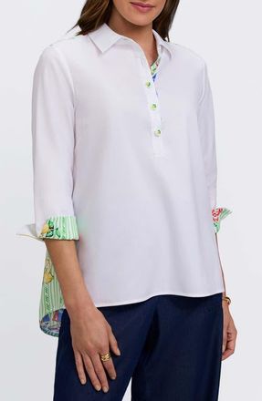 Foxcroft Therese Shirt in Green Multi at Nordstrom, Size X-Small