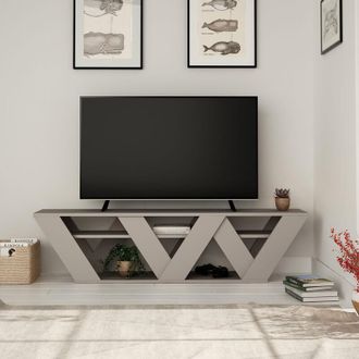 Decortie Decortie Ralla Modern TV Stand Multimedia Centre TV Unit Mocha Grey With Shelves 158cm