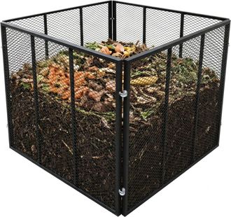 Relaxdays Relaxdays, Compostador Met&aacute;lico Para Jard&iacute;n, 80x100x100 Cm Alxanxp, 800 L, Rejilla Para Hojas, Acero, Negro