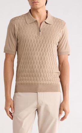 Tom Baine Half Zip Knit Polo Sweater in Tan at Nordstrom Rack, Size Xx-Large