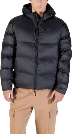 Emporio Armani Mens Padded Jacket Hooded Zip Closure - Black Nylon - Size X-Large
