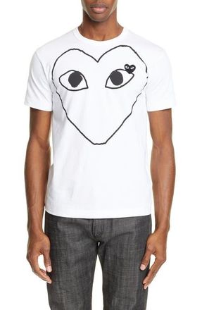 Comme Des Gar&ccedil;ons Heart Outline Graphic Tee in White at Nordstrom, Size Small