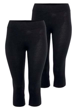 H.I.S Caprileggings H.I.S, Damen, Gr. 52, N-Gr, schwarz, Single Jersey, Obermaterial: 95% Baumwolle, 5% Elasthan, unifarben, Basic, schmal, Hosen Caprileggi