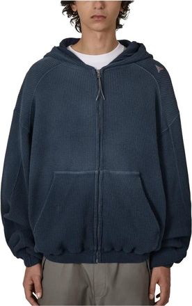 Roa Bee Sun Faded Waffle Zip Up Hoodie - Heren - Vesten met rits - Blauw - XL - Katoen - Hoodies & sweatvesten