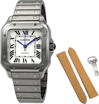 Cartier Pre-owned Cartier Santos De Cartier Silvered Opaline Dial Mens Watch WSSA0010