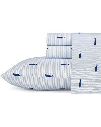 Nautica Whale Stripe 4Pc Blue Sheet Set