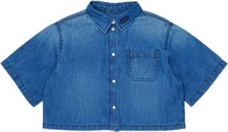Diesel Cropped Denim Shirt - Dames - Spijkeroverhemden - Blauw - 2XL - Denim - Overhemden