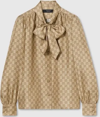 Gucci Printed Silk Twill Shirt, Beige, Ready-to-wear
