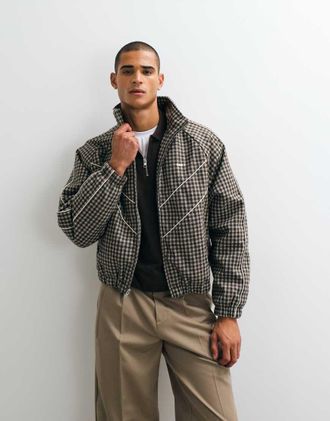 Obey giacca sportiva a quadri con zip in multicolore