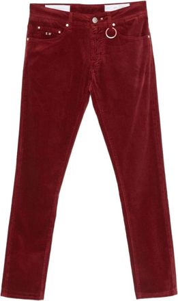 Sartoria Tramarossa Donkerrode Corduroy Five-Pocket Jeans - Heren - Slim Fit Jeans - Rood - W34 - Katoen - Jeans