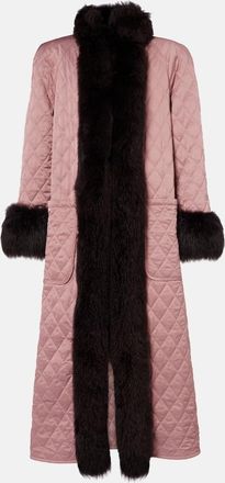 Chloé Quilted shearling-trimmed satin coat
