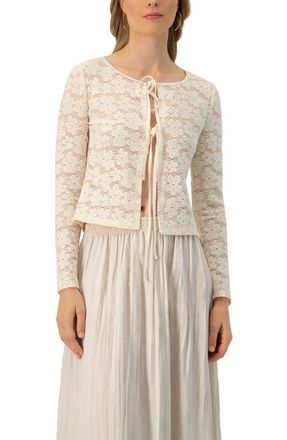 Ivonne Long Sleeve Knitted Lace Straight Blouse in Ivory at Nordstrom, Size Medium