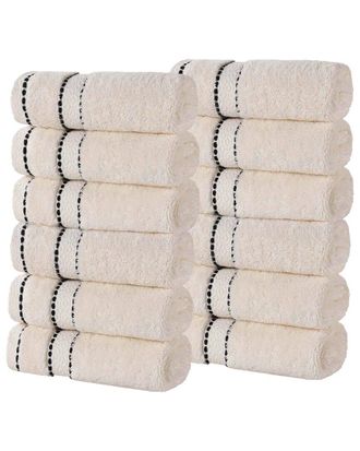 Superior Set of 12 Niles Giza Cotton Dobby Ultra-Plush Thick Soft Absorbent Washcloths
