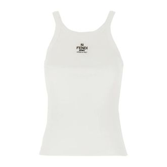 Fendi Ribbed Tank Top - Tops - Mujer - Blanco - L