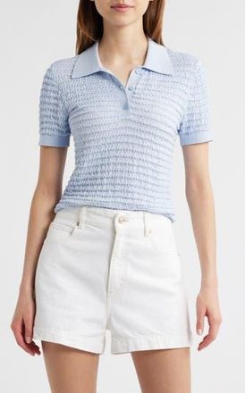 Frame Denim The Smock Silk & Cotton Polo Sweater in Light Chambray at Nordstrom Rack, Size X-Large